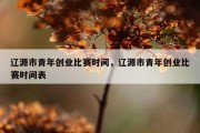 辽源市青年创业比赛时间，辽源市青年创业比赛时间表