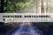 永州黑马比赛结果，湖南黑马文化传媒有限公司