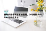 体坛周报中锋排名榜最新，体坛周报2020年中超指南出版