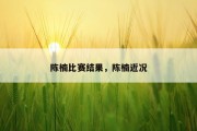 陈楠比赛结果，陈楠近况