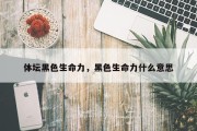 体坛黑色生命力，黑色生命力什么意思