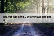 苏格兰昨天比赛结果，苏格兰昨天比赛结果查询