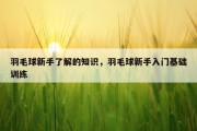 羽毛球新手了解的知识，羽毛球新手入门基础训练