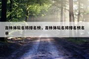 吉林体坛名将排名榜，吉林体坛名将排名榜名单