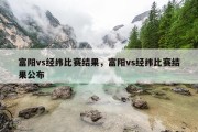 富阳vs经纬比赛结果，富阳vs经纬比赛结果公布