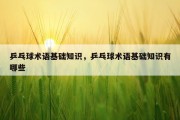 乒乓球术语基础知识，乒乓球术语基础知识有哪些