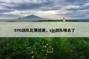SYG战队比赛结果，sjg战队哪去了