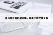 泰山拳比赛时间安排，泰山比赛视频全集