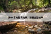 浙BA官方比赛结果，浙赛完整榜单