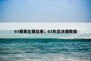 03赛事比赛结果，03年总决赛数据
