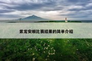 紫龙安顺比赛结果的简单介绍