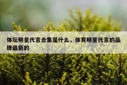 体坛明星代言合集是什么，体育明星代言的品牌最新的