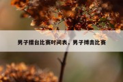 男子擂台比赛时间表，男子搏击比赛