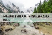 体坛战队战术点评文章，体坛战队战术点评文章范文