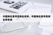 中国体坛各项目排名榜单，中国体坛各项目排名榜单表