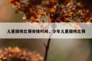 儿童围棋比赛安排时间，少年儿童围棋比赛