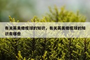 有关英美橄榄球的知识，有关英美橄榄球的知识有哪些