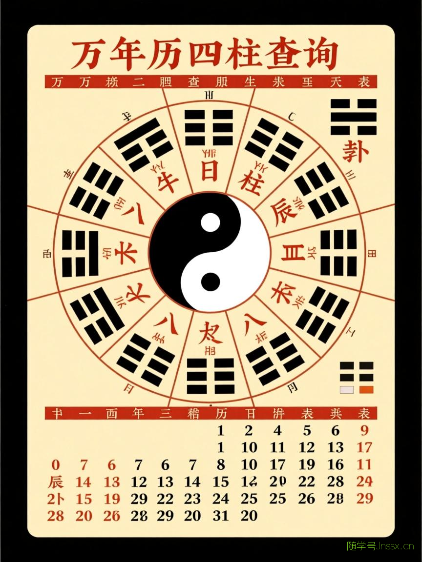 万年历查四柱生辰八字日柱表，万年历四柱查询