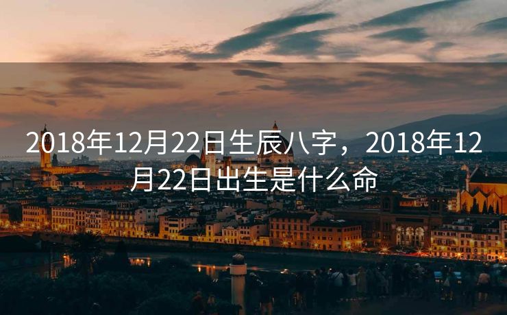 2018年12月22日生辰八字，2018年12月22日出生是什么命