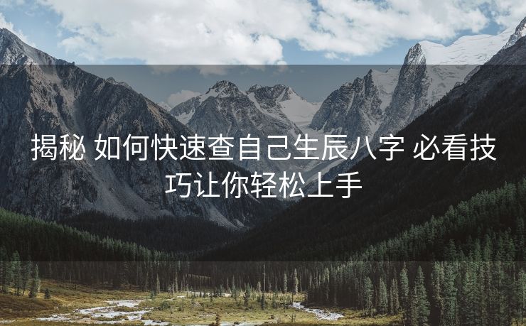 揭秘 如何快速查自己生辰八字 必看技巧让你轻松上手
