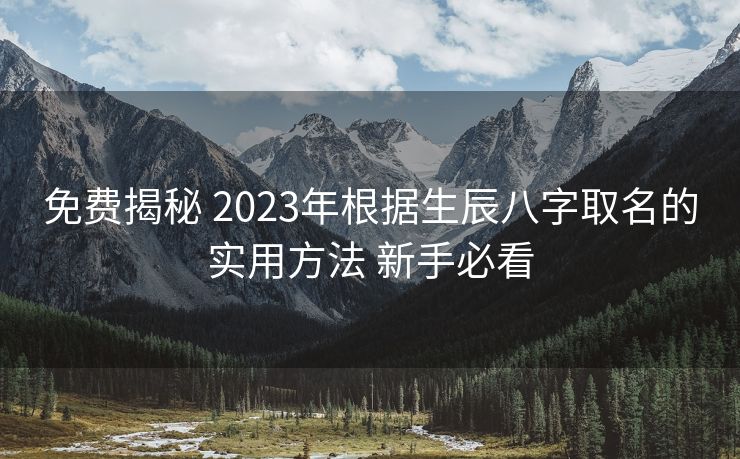免费揭秘 2023年根据生辰八字取名的实用方法 新手必看