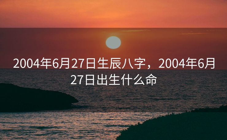 2004年6月27日生辰八字，2004年6月27日出生什么命