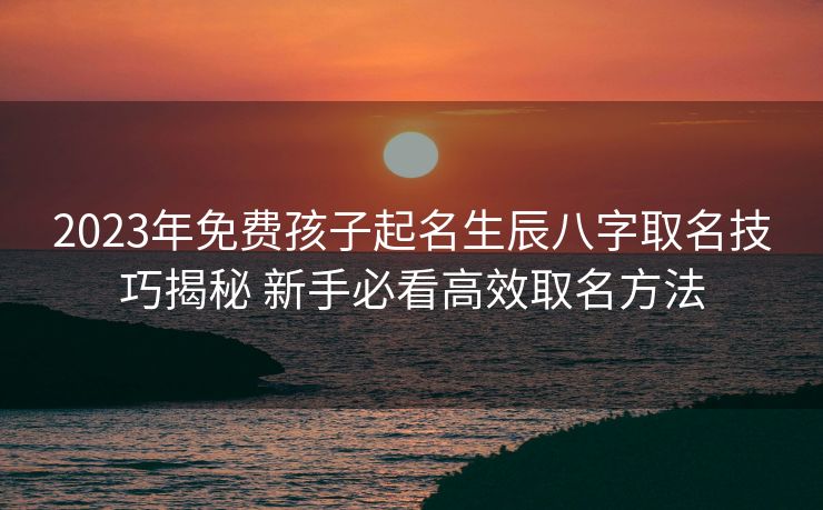 2023年免费孩子起名生辰八字取名技巧揭秘 新手必看高效取名方法
