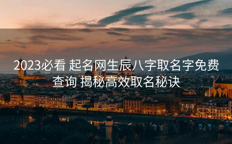 2023必看 起名网生辰八字取名字免费查询 揭秘高效取名秘诀