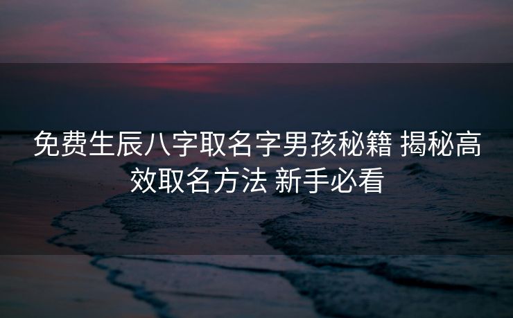 免费生辰八字取名字男孩秘籍 揭秘高效取名方法 新手必看