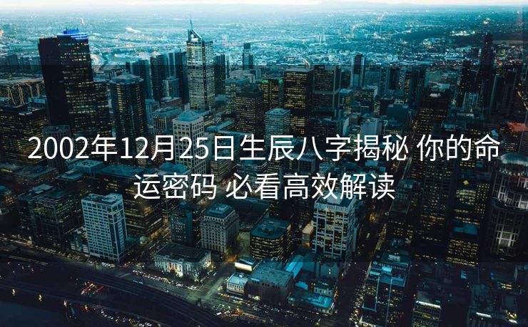 2002年12月25日生辰八字揭秘 你的命运密码 必看高效解读