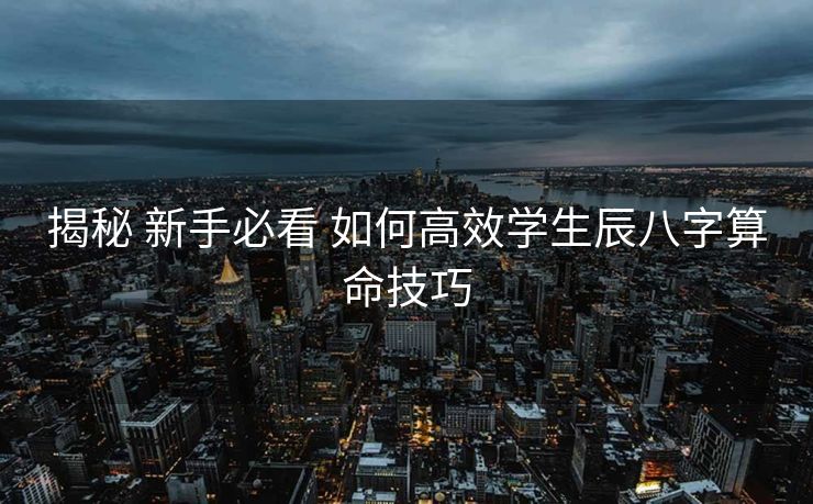 揭秘 新手必看 如何高效学生辰八字算命技巧