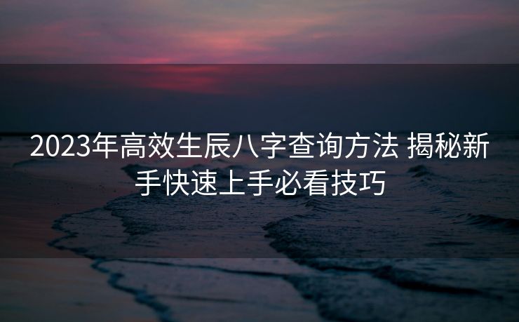 2023年高效生辰八字查询方法 揭秘新手快速上手必看技巧