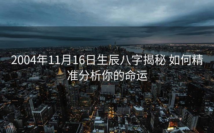 2004年11月16日生辰八字揭秘 如何精准分析你的命运