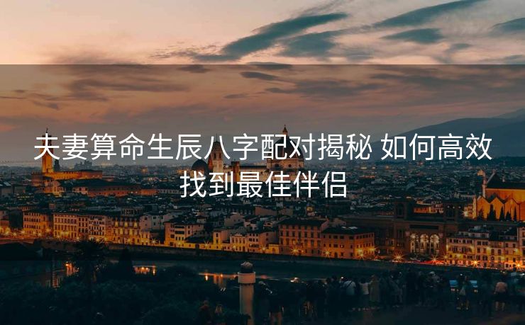 夫妻算命生辰八字配对揭秘 如何高效找到最佳伴侣