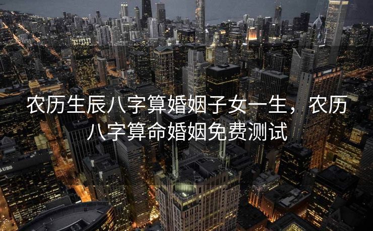农历生辰八字算婚姻子女一生，农历八字算命婚姻免费测试