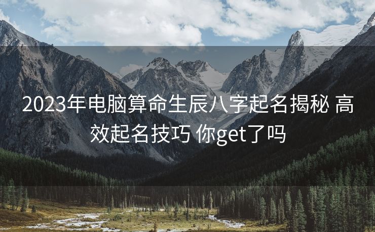 2023年电脑算命生辰八字起名揭秘 高效起名技巧 你get了吗