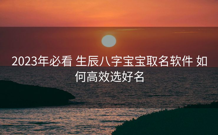 2023年必看 生辰八字宝宝取名软件 如何高效选好名