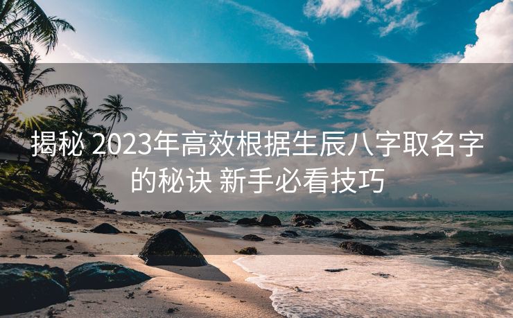揭秘 2023年高效根据生辰八字取名字的秘诀 新手必看技巧