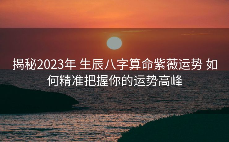揭秘2023年 生辰八字算命紫薇运势 如何精准把握你的运势高峰