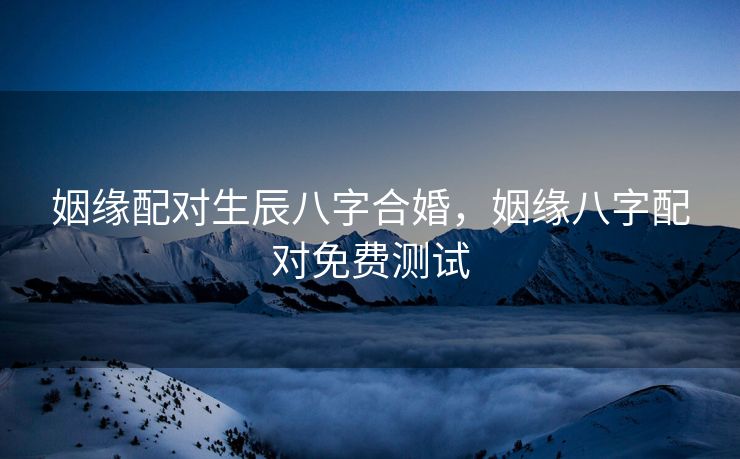 姻缘配对生辰八字合婚，姻缘八字配对免费测试