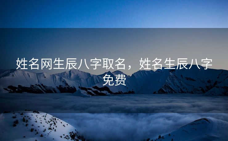 姓名网生辰八字取名，姓名生辰八字免费