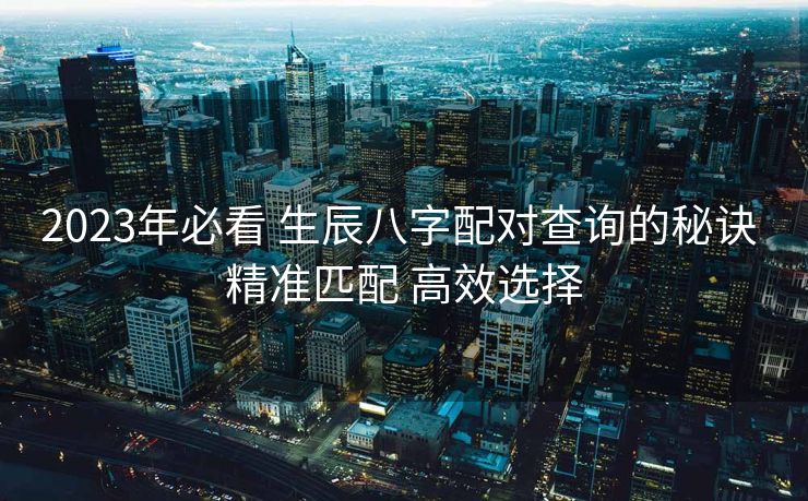 2023年必看 生辰八字配对查询的秘诀 精准匹配 高效选择