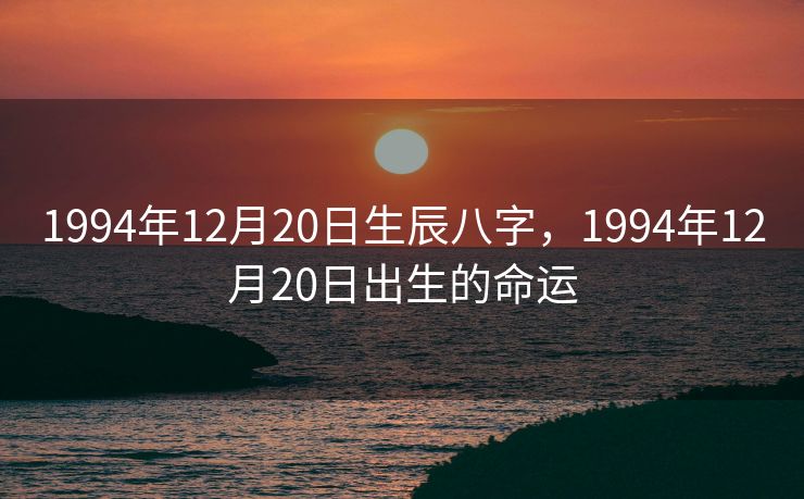 1994年12月20日生辰八字，1994年12月20日出生的命运