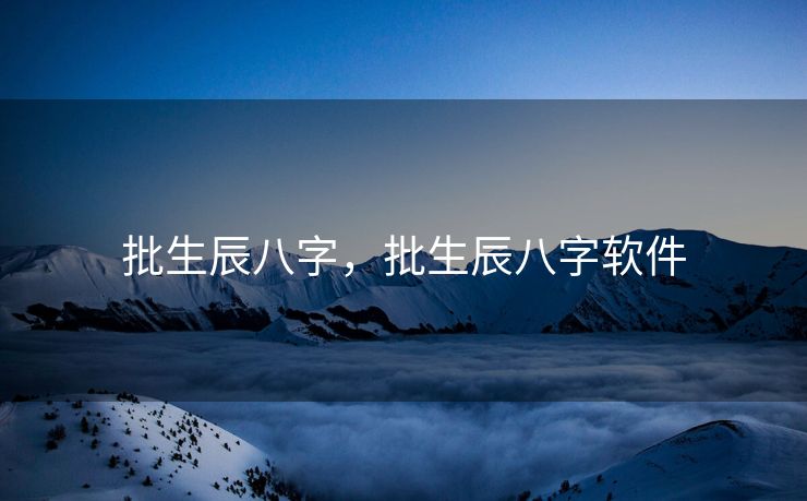 批生辰八字，批生辰八字软件