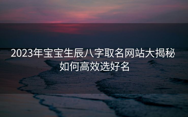 2023年宝宝生辰八字取名网站大揭秘 如何高效选好名